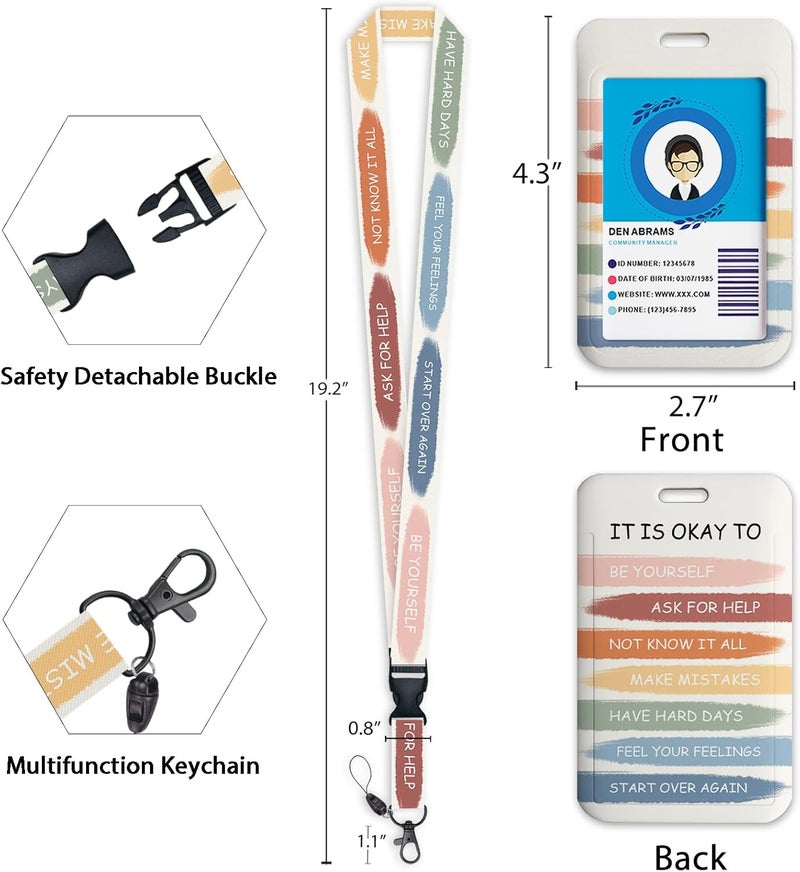 GIANCOMICS Inspirational Quote Lanyards for Id Badges, Cute ID Badge Holder with Lanyard Badge Reel Retractable, Teacher Lanyard with ID Holder Keychain Clip Name Tag ID Card Holder for Women Gift - Image 4